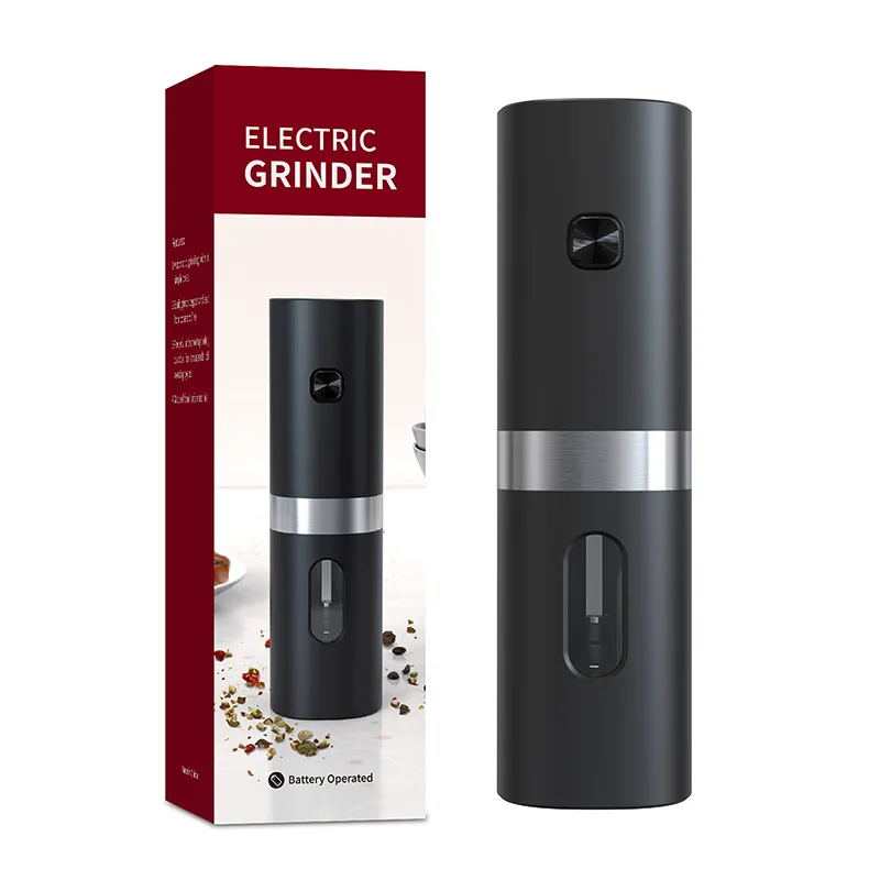 Battery Operated Stainless Steel Pepper Mill One Handed Operation Electric Salt and Pepper Grinder with Light