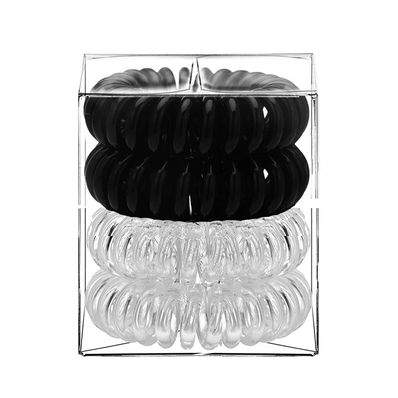 Hot Selling PVC Box Telephone Wire Hair Elastic Bands Women Hair Accessories Ladies Tie