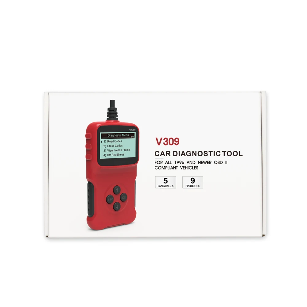 Best V309 Automotive Diagnostic Scanner Vehicle Scan Tool Car Code Scanner Handheld OBD II Tester Fault Diagnosis Instrument