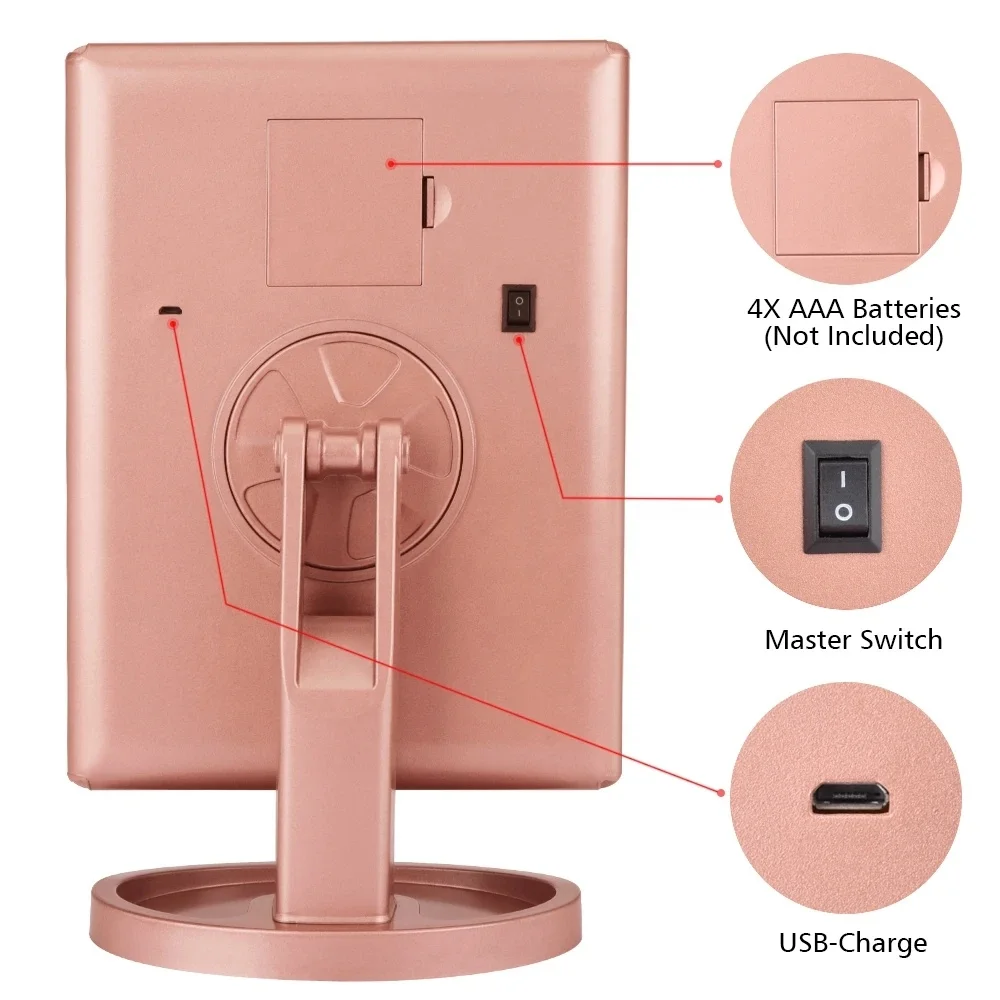 2023 Makeup Mirror with Lights Vanity Desk Mirror 1/2/3X Magnifications 22LED Trifold Mirror and Touch Screen Gift for Women