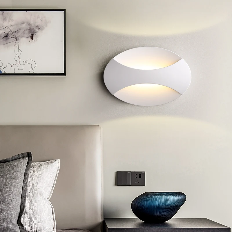 Modern Aluminum Pc Ip20 6w Oval Shape French Decorative Lighting Led Wall Scone Lamp for Interior Office