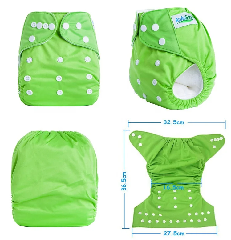  Оптовая продажа Детские Многоразовые моющиеся Подгузники AnAnBaby из микрофибры сплошного цвета тканевые