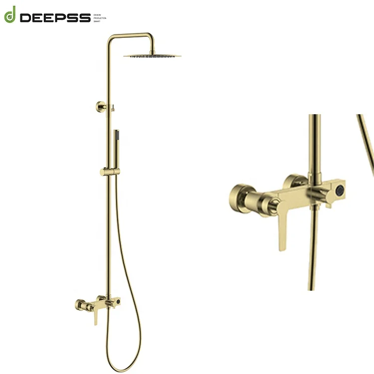 Deepss European Style Brass Rainfall Thermostatic Bathroom Shower Waterfall Mixers Bath and Faucet Shower Set