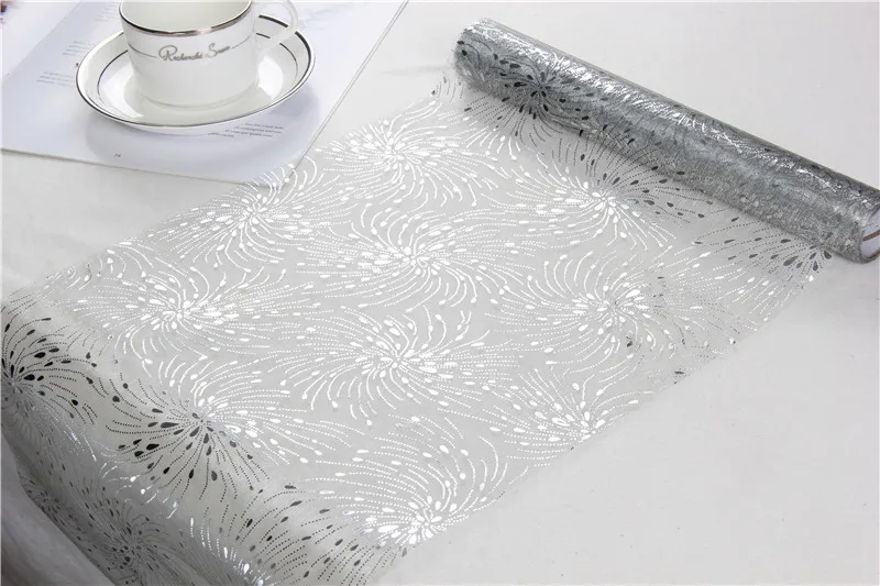 
Organza table runner with bronzed design 