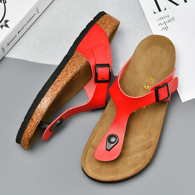 High Quality Hot Sale leather New Design Outdoor Men Sandals cork sole fashionable Slippers