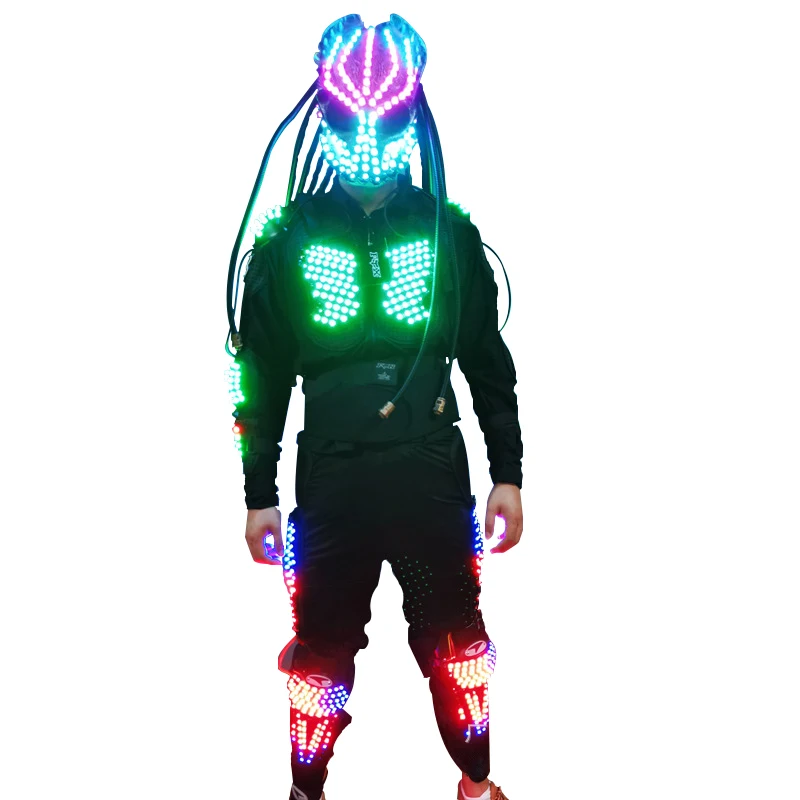 Полноцветный светодиодный танцевальный костюм робота, светящийся костюм робота для сцены и вечеринки, одежда для представлений