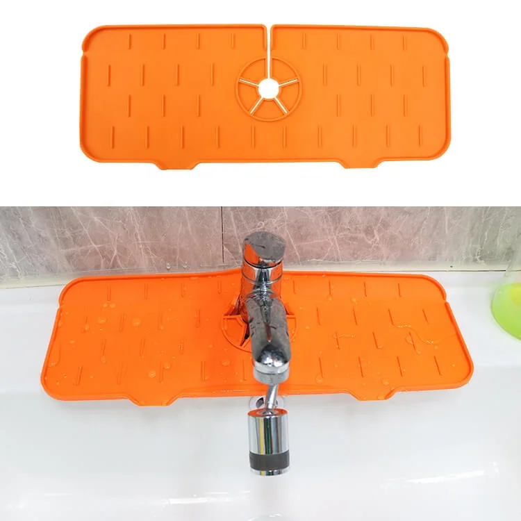 New Arrival Water Drip Catcher Tray Kitchen Sink Splash Guard Drain Pad Thick Silicone Faucet Mat