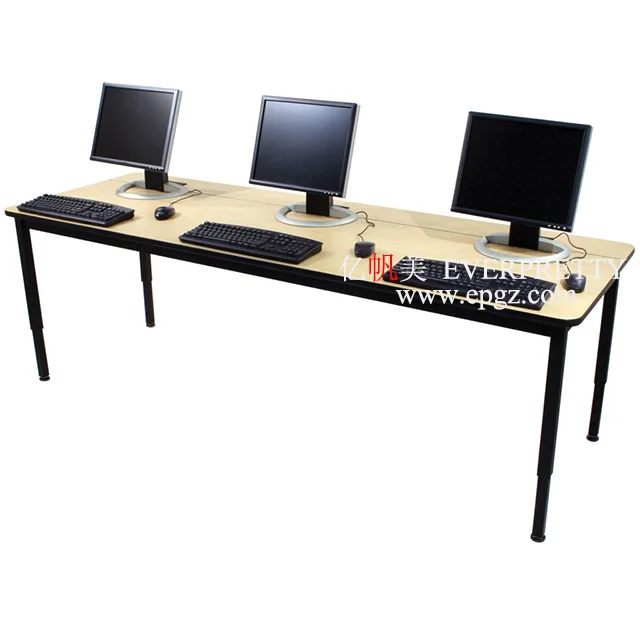 Education Student Wooden Computer Desk for College Training Classroom Single Design Computer Table with CPU Holder