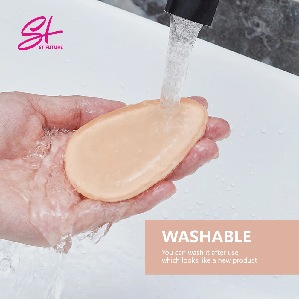 ON SALE Double Side Silicone Powder Puffs 2 in 1 Makeup Sponge Washable Gel Foundation Blender Make Up Sponge With Wet Dry Use