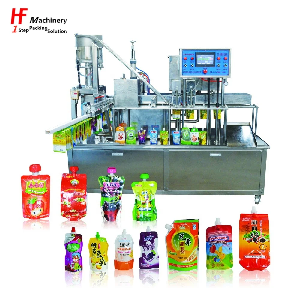 Fully Automatic Maquina Llenadora De Liquidos Trifilar Spout Pouch Juice Filling Machine