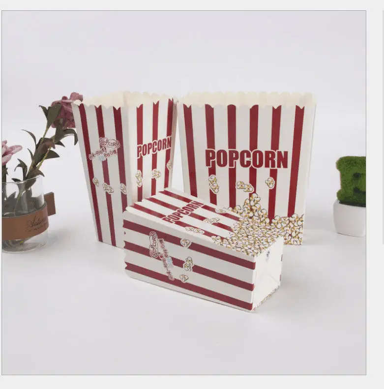 Cheap Disposable White Cardboard Pop Corn Boxes Packaging Fashion Custom Size Printed Paper Popcorn Box