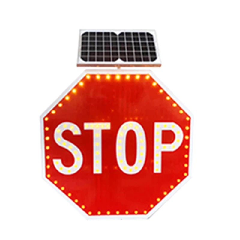 24 Hours Continuous Working Solar Power LED Flashing Traffic Signs