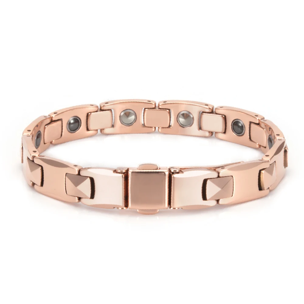 Wollet Rose Plating Stunning Healing Arthritis Solid Magnetic Tungsten Carbide Bracelet