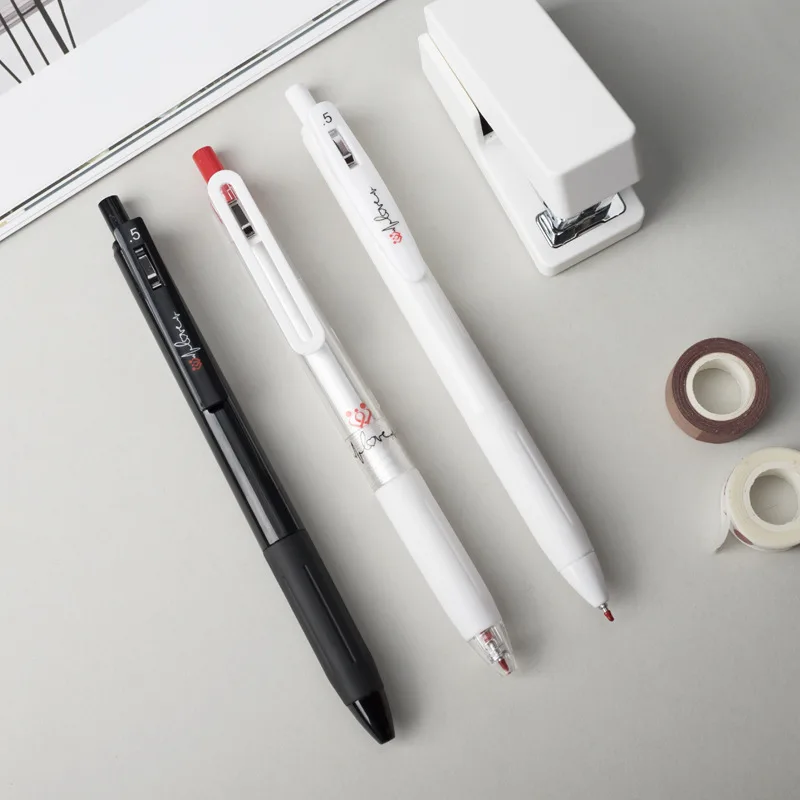 0.5mm ST Tip Simple Student Retractable Gel Pen Writing and Signing Black Red Ink Gel Ink Pen for school and office