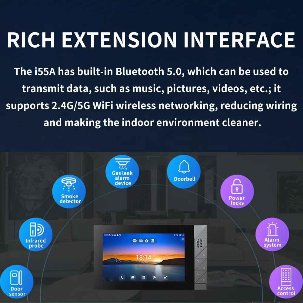 I55A 7-inch Touch Screen Voip Products Android 9.0 operating system HD voice speech Access Control SIP Indoor Station