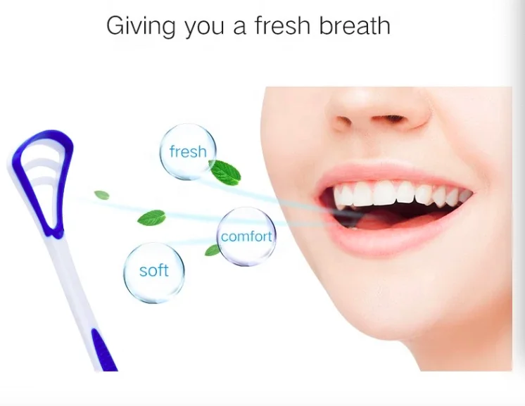 Disposable Tongue Scraper with Comfortable Massage Rubber Head, Tongue Cleaner Dental