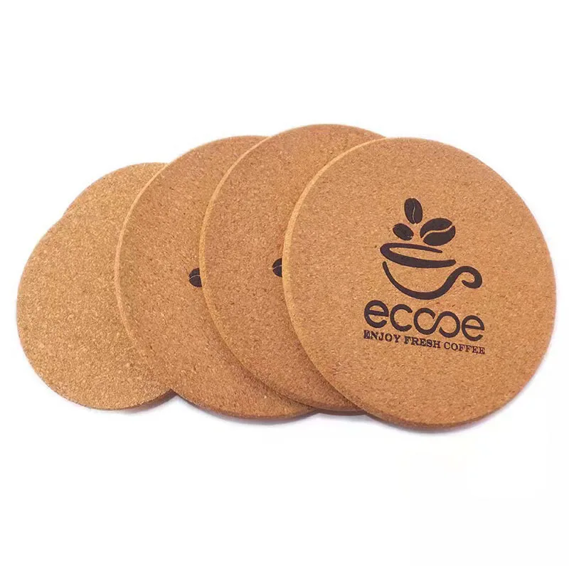 Customized Design your own brand Wood Pulp board Cork Coaster for Promotional Gift