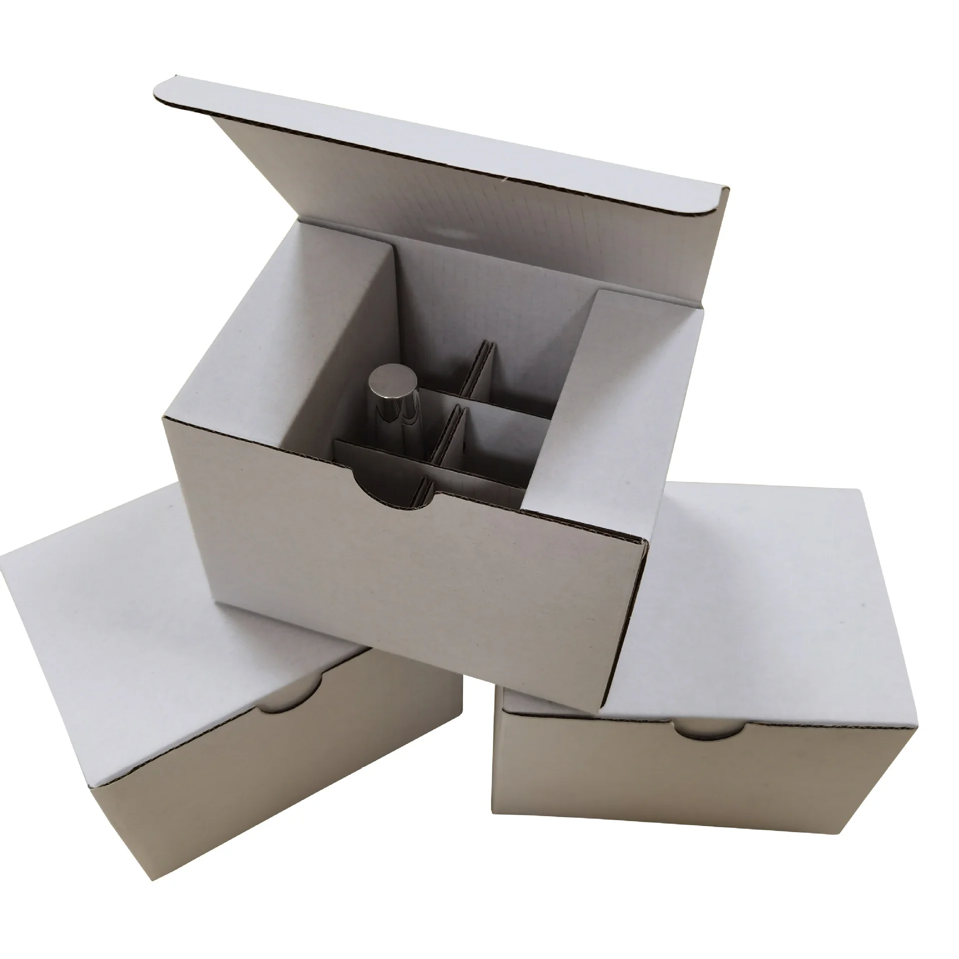 Custom Logo White Corrugated Paper Essential Oil Bottles Shipping Box Nail Polish Box With Divider