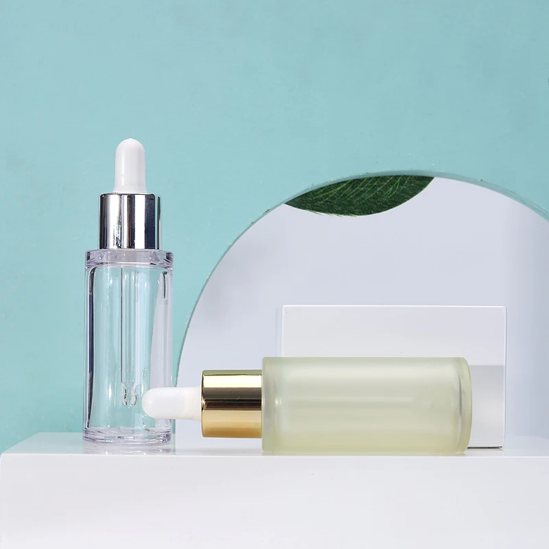 cosmetic plastic eye dropper bottle pink clear flat petg dropper bottles 30ml plastic serum bottle with dropper