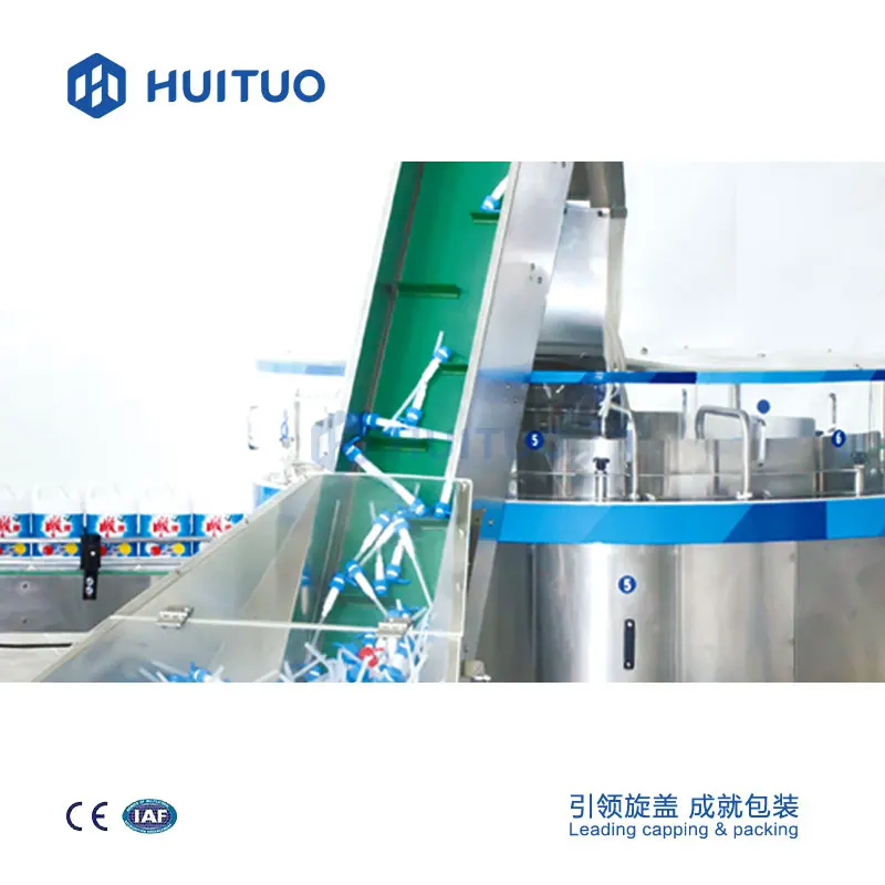 Automatic liquid bottle capping machine for detergent, hand sanitizing gel and soap.