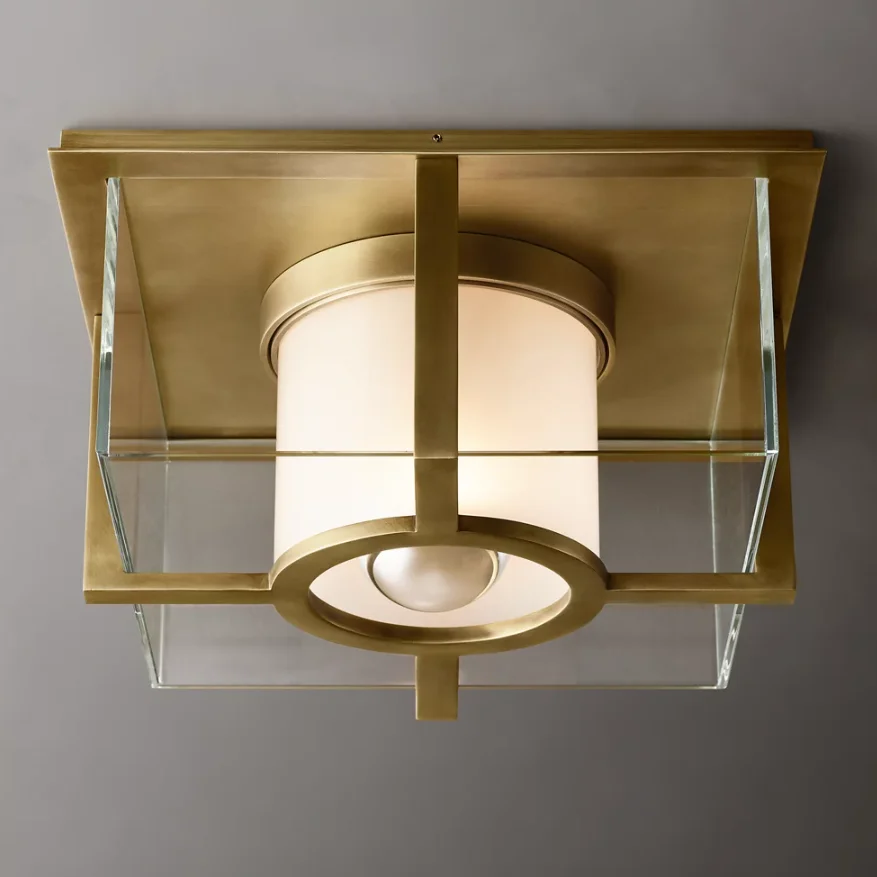 Flushmount Collection Vintage Round Decoration Art Home Brass Ceiling Light Fancy Glass Led Ceiling Lamp