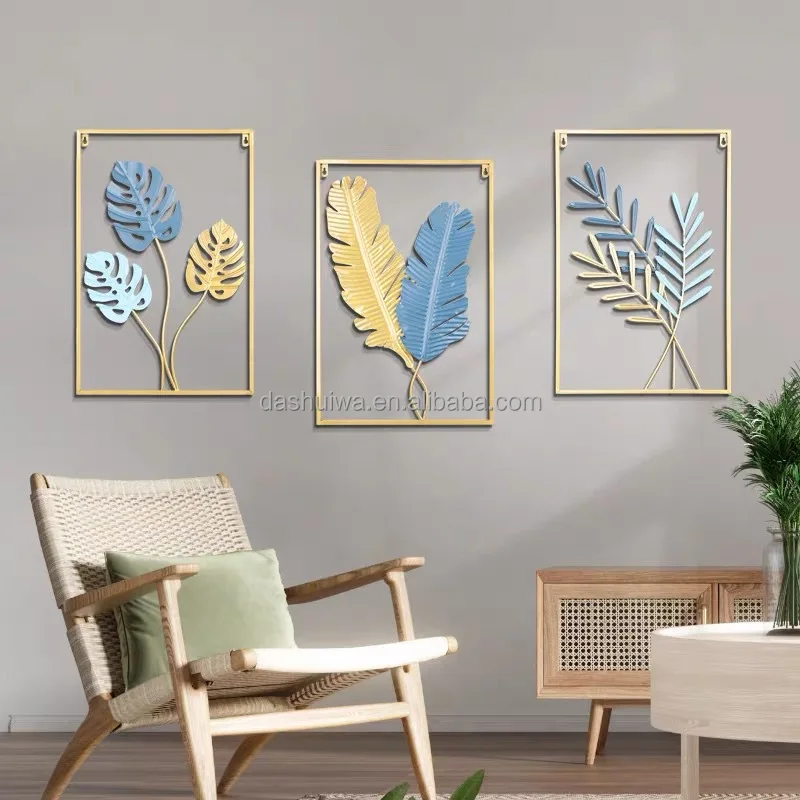 Colorful Leaves Iron Wall Modern Creative Living Room Sofa Background Wall Hanging Decorations Mosaic Wall Hanging Metal Crafts