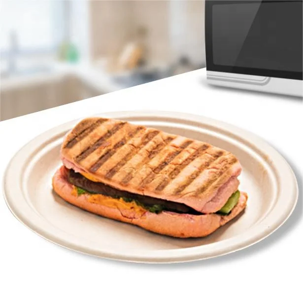 Tableware Sets Biodegradable sugarcane bagasse takeaway paper plate Food Container disposable oval party plate