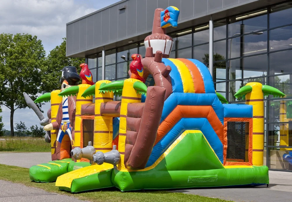 Commercial pirate ship bouncy castle combo Inflatable bounce house with slide inflatable castle combo for party event