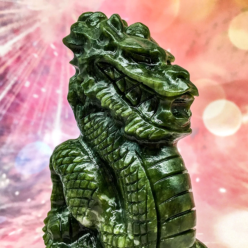 Wholesale New Arrival  Natural Stones Green Jade Dragon Carving Polished Crystal Yooperlite Dragon Carving for Decoration