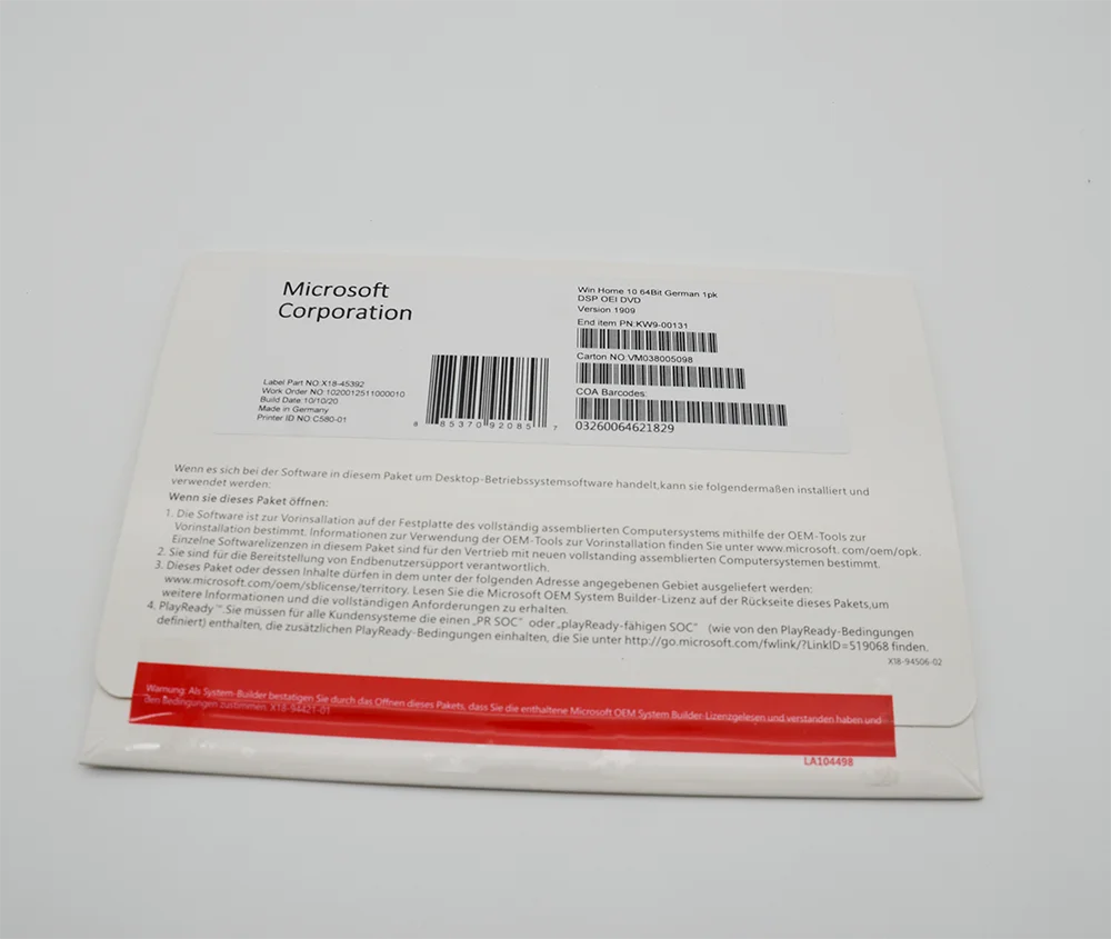 
100% Working Microsoft Windows 10 Home Key Version 64 Bit DVD Package 