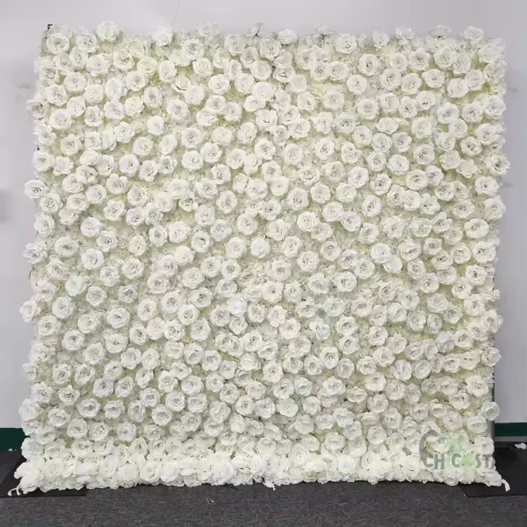 Artificial Fabric Florable Rolled Roll Up Flower Wall Panel Backdrop