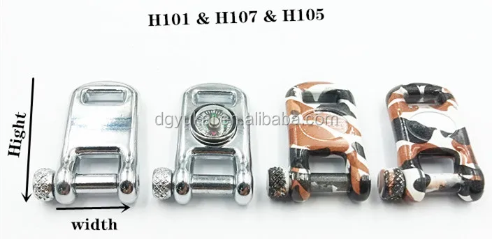 Yukai Wholesale Matt black Stainless steel adjustable shackle for paracord bracelet