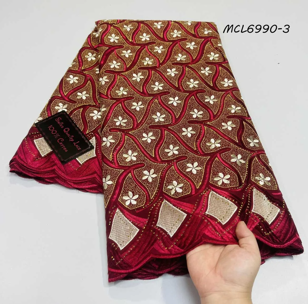 2024 Latest lafaya Swiss voile Lace Fabric 100% Cotton Embroidery High Quality African French Cotton Laces Fabrics 5 Yards