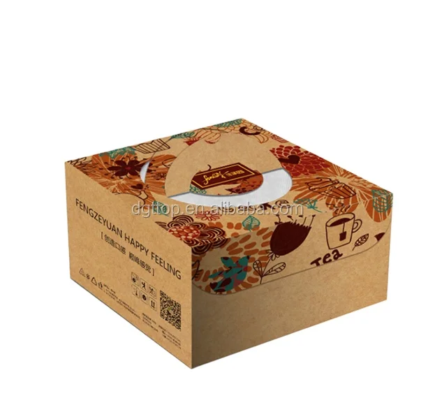 FAMA and BSCI Customized Logo Wholesale 8 Inch 12x12 White Bakery Cake Gift Printing Pastry Paper Box With Handle
