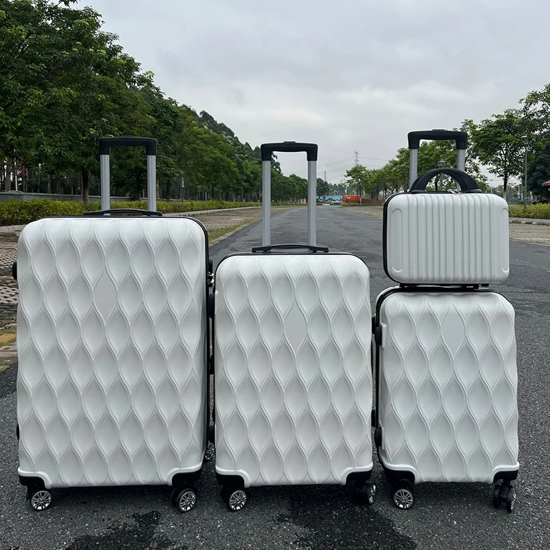 Wholesale 14 20 24 28 inch custom 4 piece ABS travel bag set trolley luggage travelling suitcase suit with lock