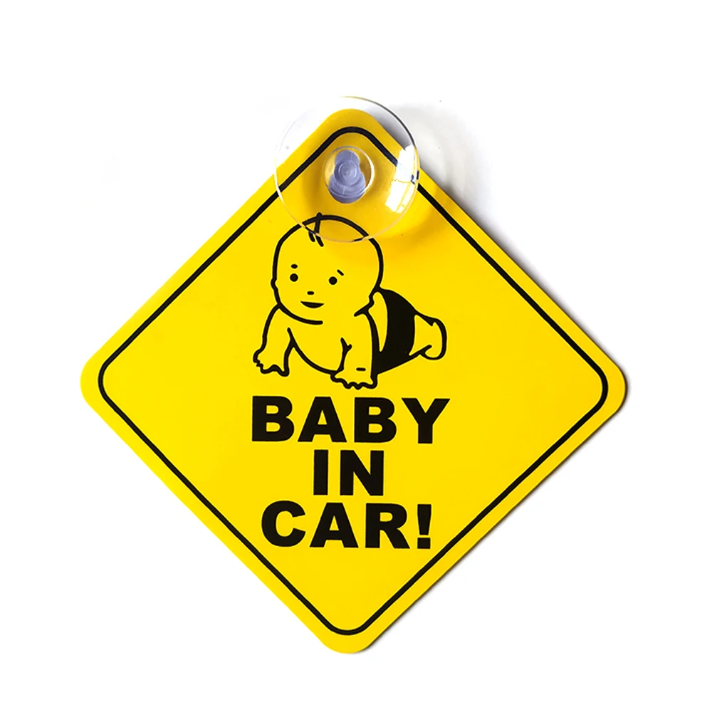 125*125mm Baby in Car Baby On Board Car Sticker Car Sign with Suction Cup 2pcs/pack