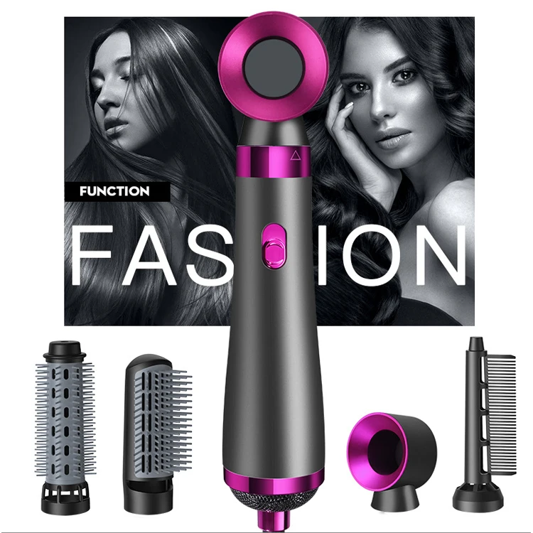 Multifunctional negative ion one-step electric hair dryer Curling straightener tool 5 in 1 hot air brush