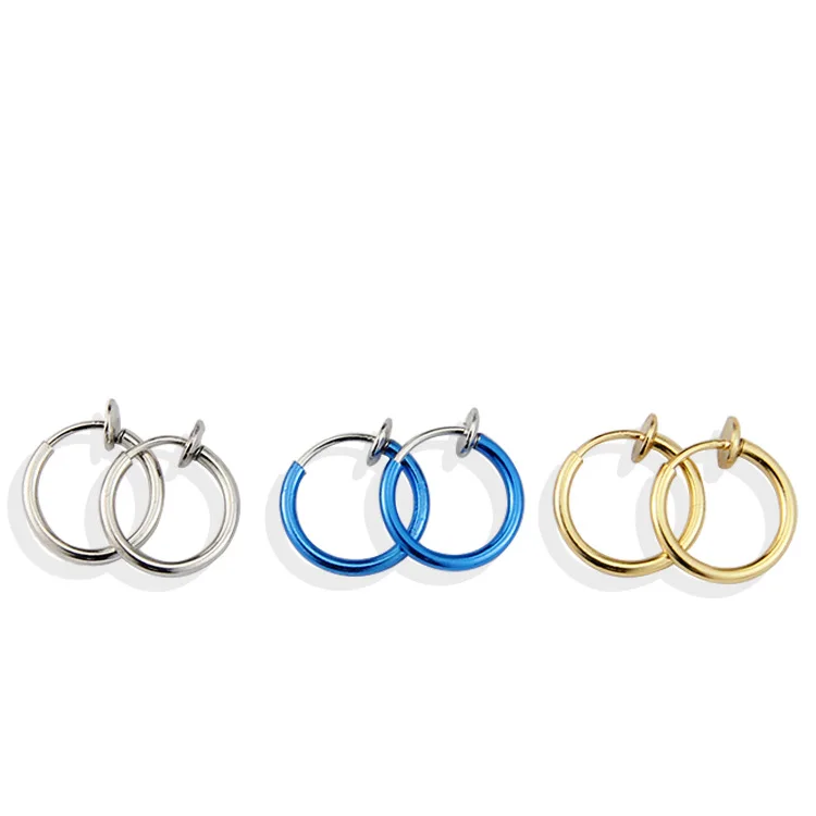 316 Titanium Stainless Steel Personality Gold Plated Ear Hoop Non Pierced for Men Women Jewelry Earrings Clip On