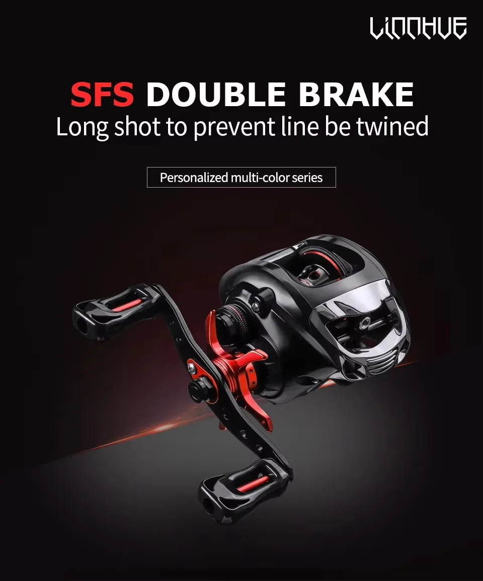 LINNHUE BT Golden Right Hand High Quality Waterproof Baitcasting Fishing Reel Magnetic Brake Wheels