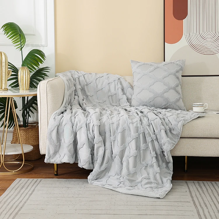 Factory Direct Supply Sherpa Blanket Plush Fleece Throw Blanket Jacquard 3D Sherpa Rabbit Fur Bed Blanket