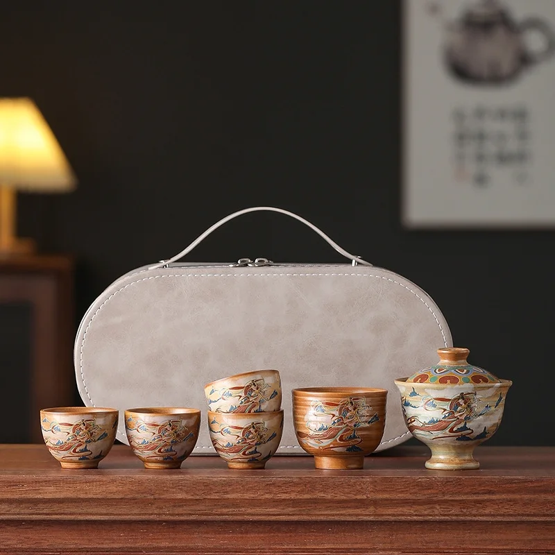 Чайный сервиз ручной работы Dunhuang Kweichow Moutai керамический чайник Gaiwan и чайный набор для кунг-фу китайский традиционный