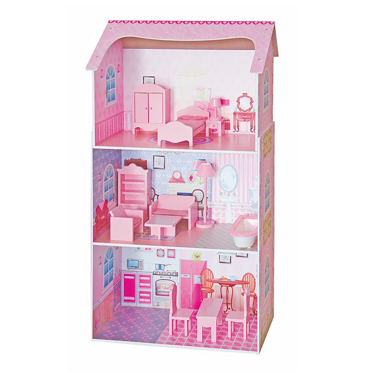 Cheap hot sale top quality Children wooden doll house miniature