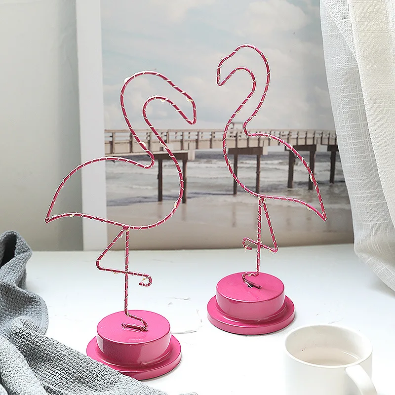 Hot sale Flamingo Shaped Night light Fairy Metal cooper wire LED lamp  table lamp decoration for Bedroom,Party,Christmas,Gifts