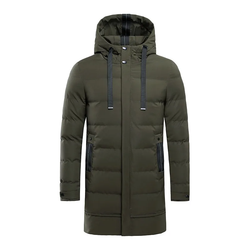 Winter New Fashion Men Long Parka Jacket High Quality Outerwear Windproof Hooded Padded Clothes Down Jackets