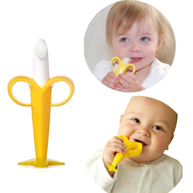 
Self-Soothing Pain Relief Soft Cute Silicone Teether Training Toothbrush for Babies 