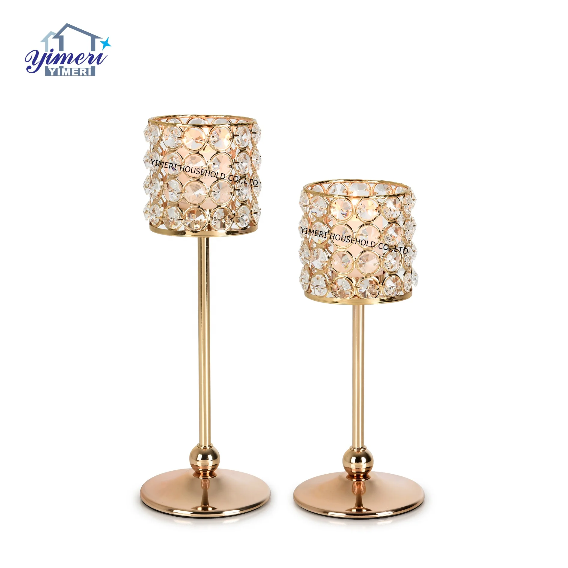 nordic cylinder clear k9 crystal metal tealight candle holder for party decorations