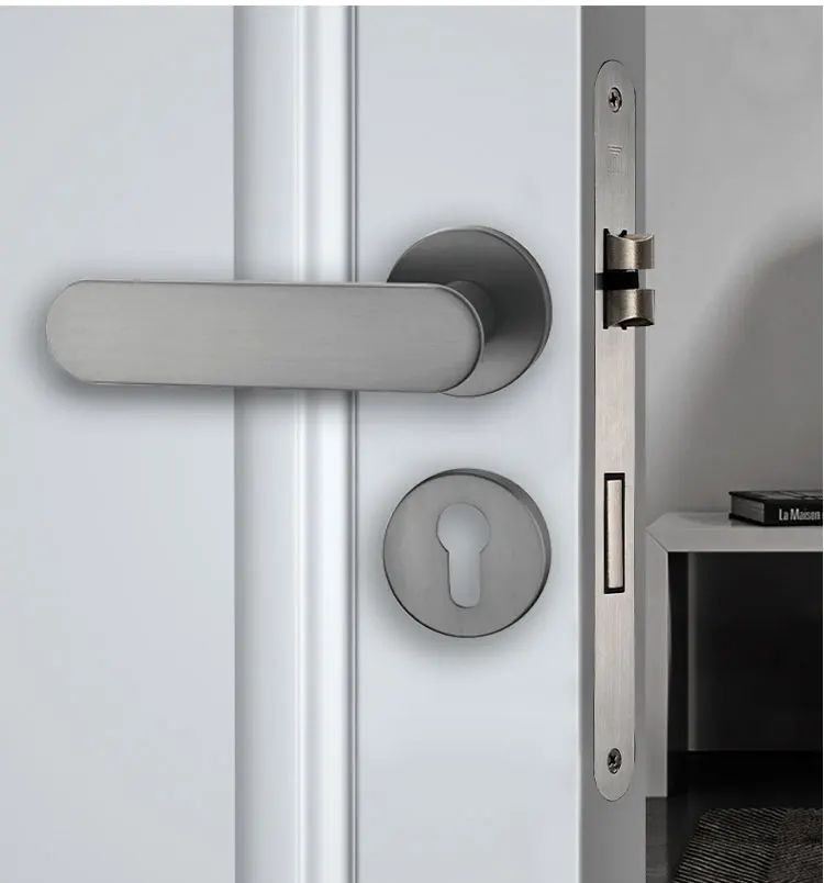 Doorplus Modern Simple Round Door Handles With Lock Interior Door For Bathroom Bedroom Door Hardware