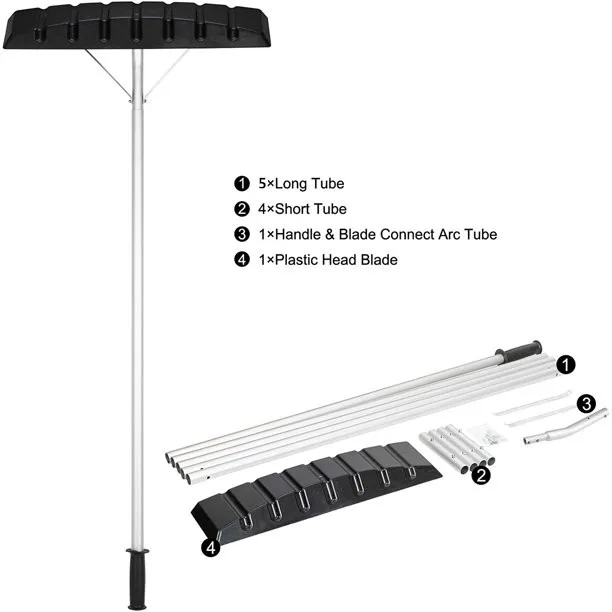 Telescopic Snow Roof Scraper Roof Snow Rake, Roof Snow Shovel with Telescopic Aluminum Tube