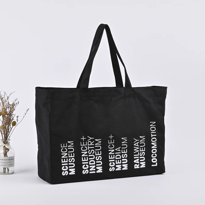 Wholesale extra large reusable organic cotton canvas shopping tote beach bag with custom logo