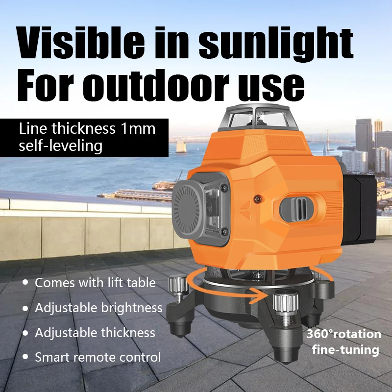 16 Line Laser Level Bluetooth Function&Remote Control 4D 360 Degree Rotary Green Beam laser level for Stair laying